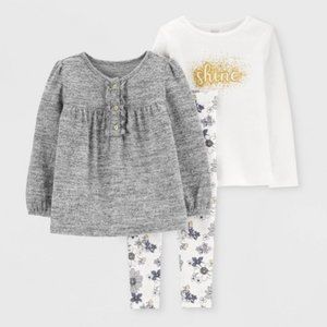 Toddler Girls' 3pc Floral Glitter Set